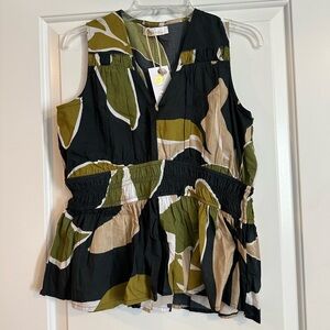 NWT Bindu Tina Top, Black Olive, M